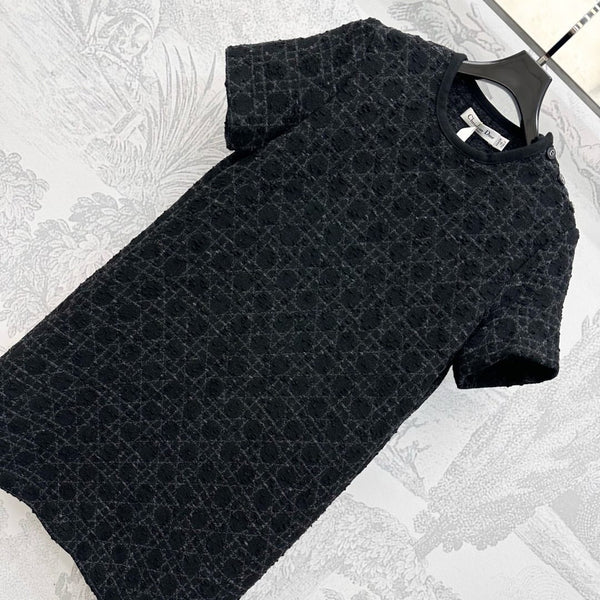 Dior 2025 Short Macrocannage Dress Black Cotton