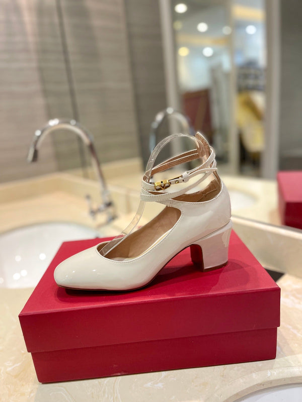 VLTN 26s VLogo Block Heels White Patent Leather 985375
