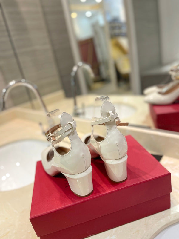 VLTN 26s VLogo Block Heels White Patent Leather 985375