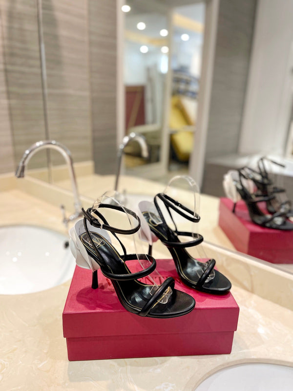 VLTN 26s Atelier Rose Sandals Black White Leather 985378