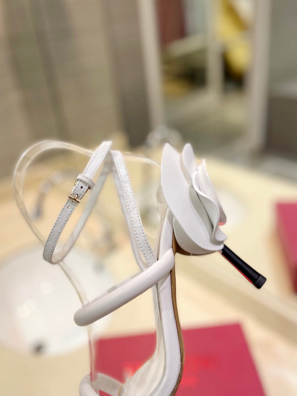 VLTN 26s Atelier Rose Sandals White Leather 985379