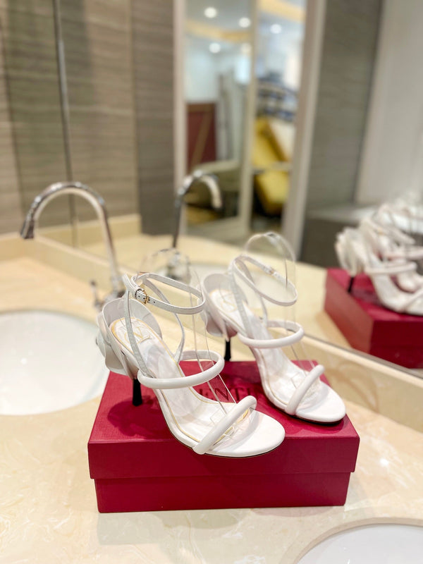 VLTN 26s Atelier Rose Sandals White Leather 985379