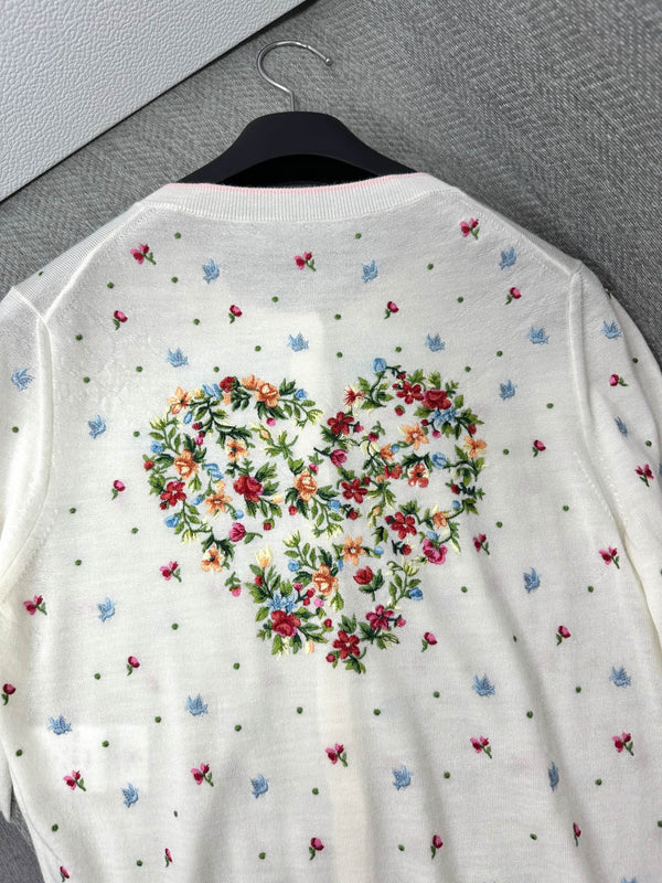 CD Dioramour Cardigan Embroidered Ivory Wool 349490