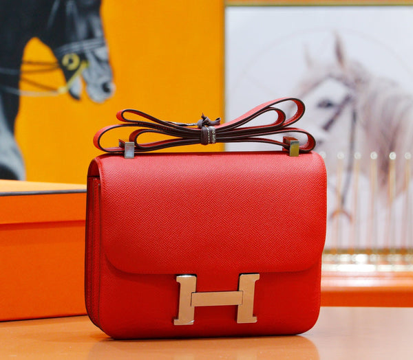 constance 24 red epsom leather silver hardware