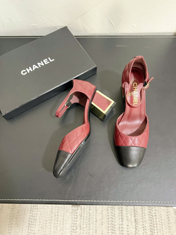 CC Mary Janes 55mm In Burgundy Mix Black Quilted Lambskin 949763