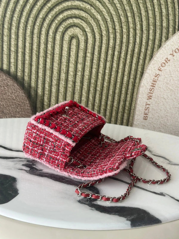 CC 2026 Mini Flap Bag Tweed Denim Leather