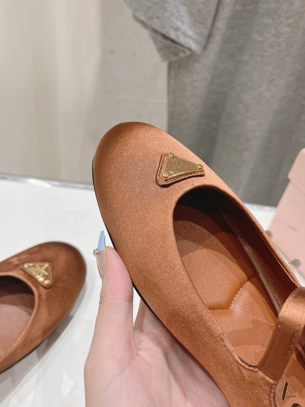 PRA SATIN BALLERINAS BROWN