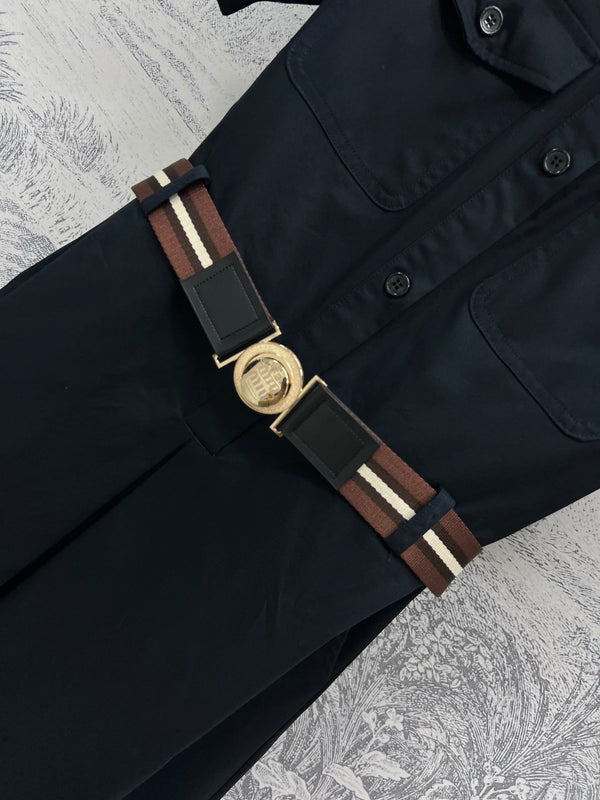 Miu Miu 25 Belt Decorated Denim Dress Black Cotton