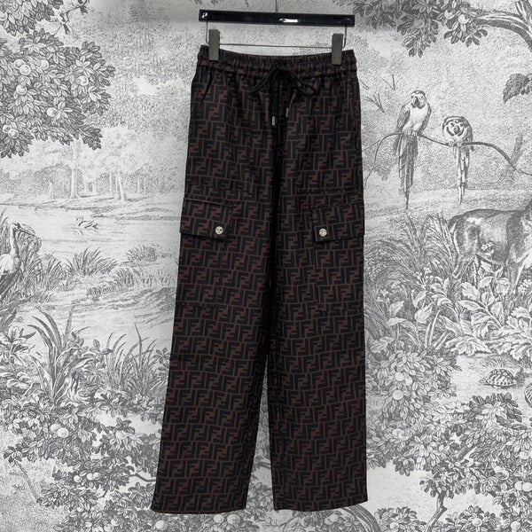 Fendi 25 Straight Pants Brown Black Polyester