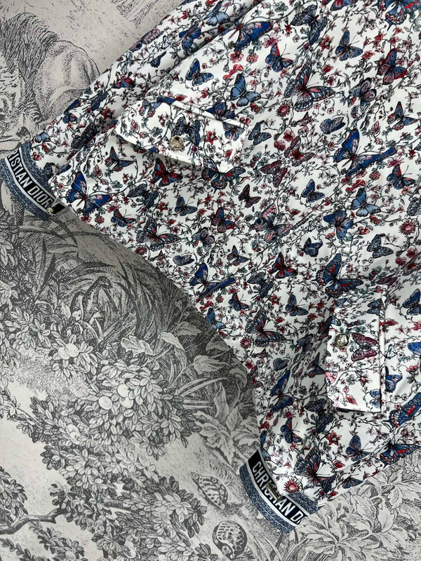 CD 25 Butterfly Floral Print Stand Collar Jacket Polyester