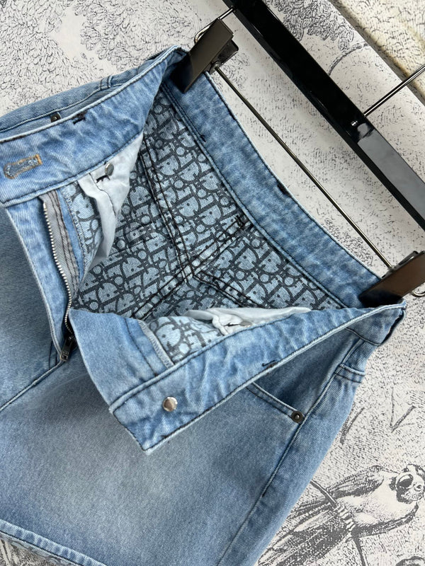 CD 25 Rolled Denim Short Light Blue Cotton