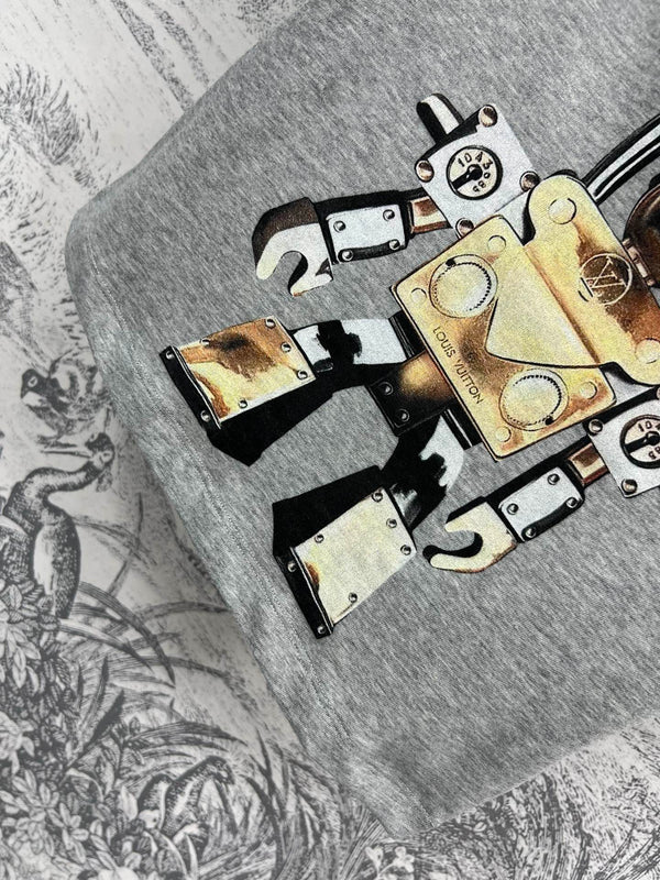 LV 25 Robot On The Chest T-Shirt Grey Cotton