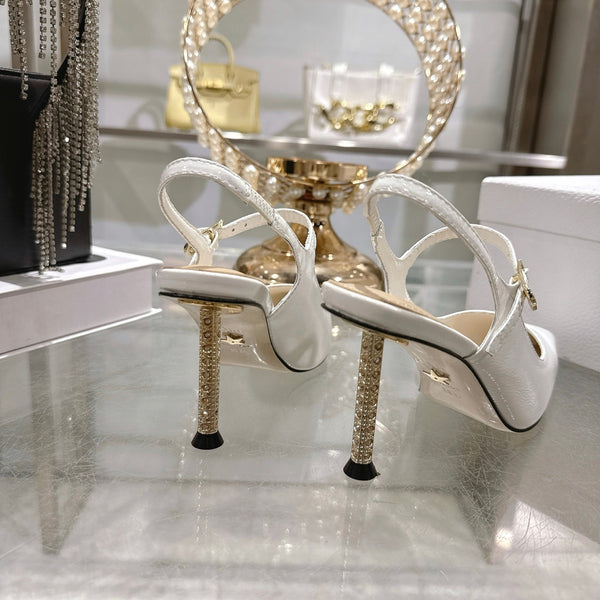 CD 26 Slingback 80 White Beige Patent Leather 679851