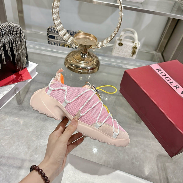 Roger Vivier Zag Sneakers Pink Lace Lambskin 679801