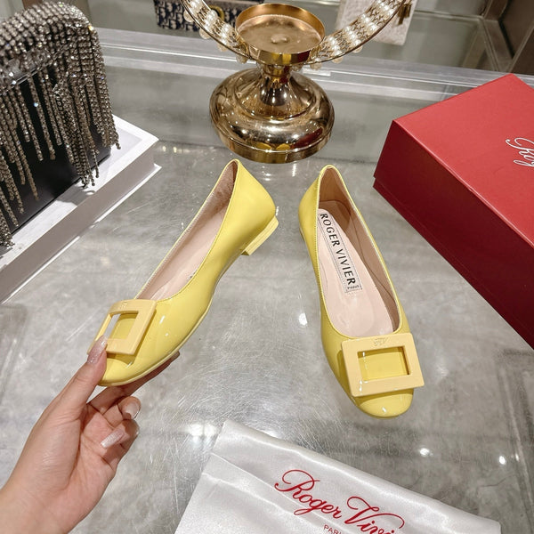 Roger Vivier 26s U Look Ballet Flat Yellow Leather 679806