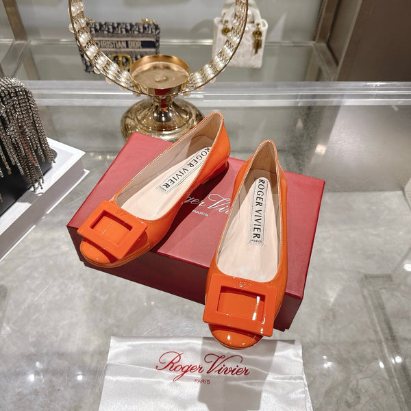 Roger Vivier 26s U Look Ballet Flat Orange Leather 679808