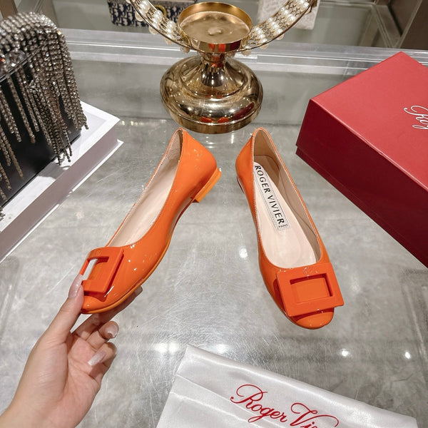 Roger Vivier 26s U Look Ballet Flat Orange Leather 679808