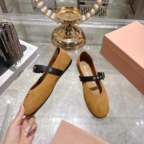 Miu 26s Ballerinas Brown Suede 679782