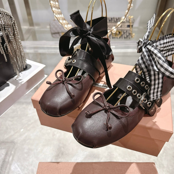 Miu 26s Ballerinas Chocolate Leather 679788