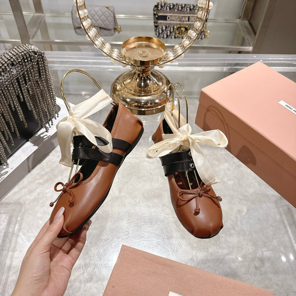 Miu 26s Ballerinas Brown Leather 679789