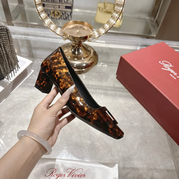 RV 26s Belle Vivier Pumps 4.5cm Tortoiseshell Patent Leather 999730