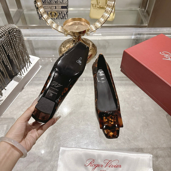 RV 26s Belle Vivier Pumps 4.5cm Tortoiseshell Patent Leather 999730
