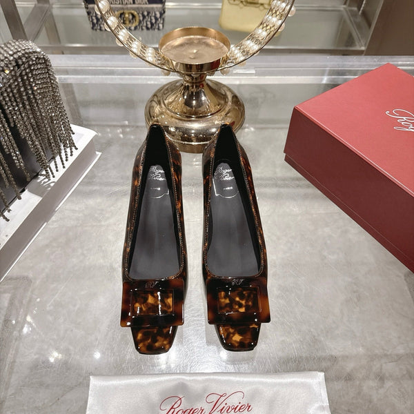 RV 26s Belle Vivier Pumps 4.5cm Tortoiseshell Patent Leather 999730
