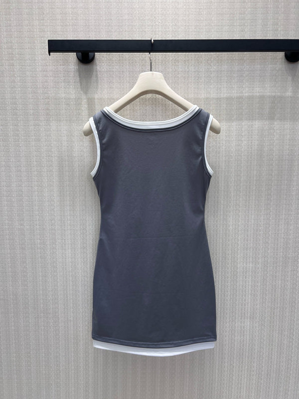 Miu Stretch Jersey Mini-Dress Steel Gray Nylon 394262
