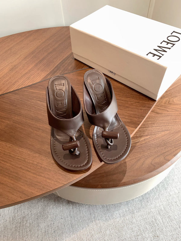 Loew Toggle Sandals 9cm Coffee Leather 878023