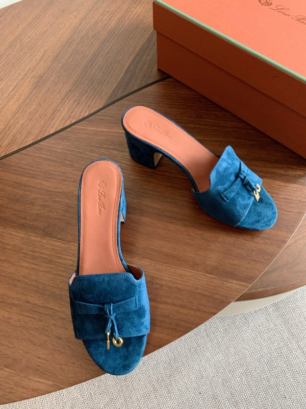 LP 26s Summer Mule Heels 60mm In Dark Blue Suede