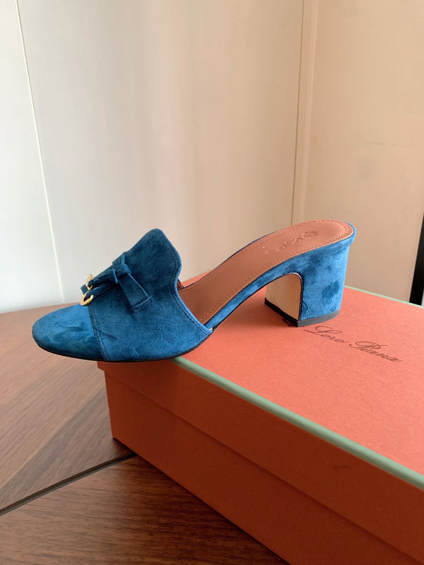 LP 26s Summer Mule Heels 60mm In Dark Blue Suede