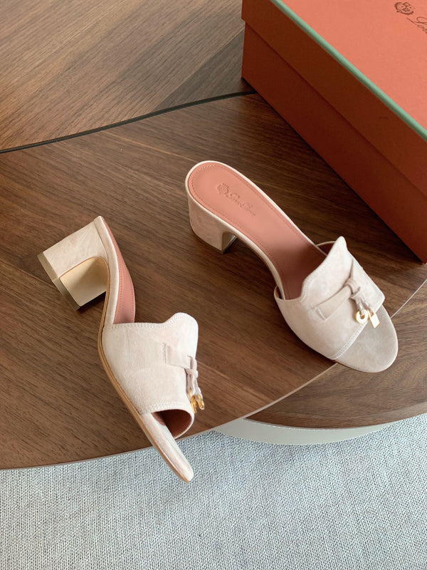 LP 26s Summer Mule Heels 60mm In Light Beige Suede