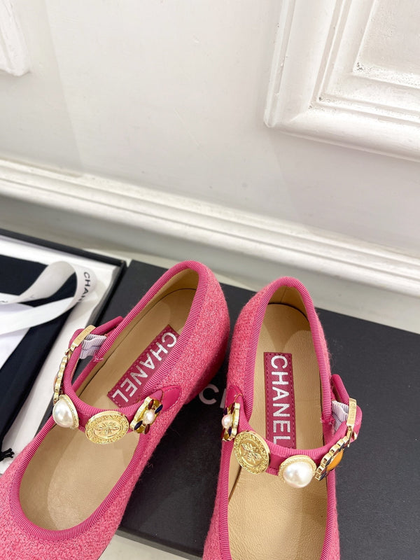 CC High Mary Janes 55mm Dark Pink Wool Tweed And Fabric 948817