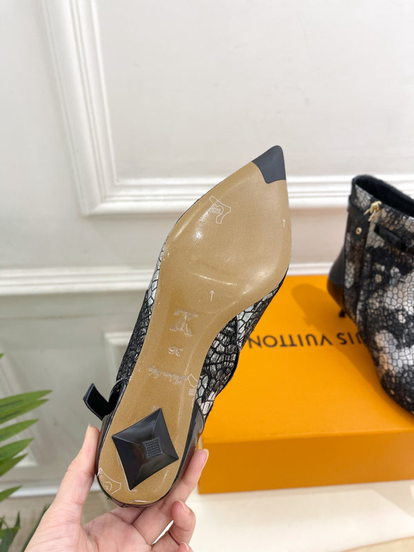 LV Stellar Ankle Boot 40mm White Mix Black Calfskin