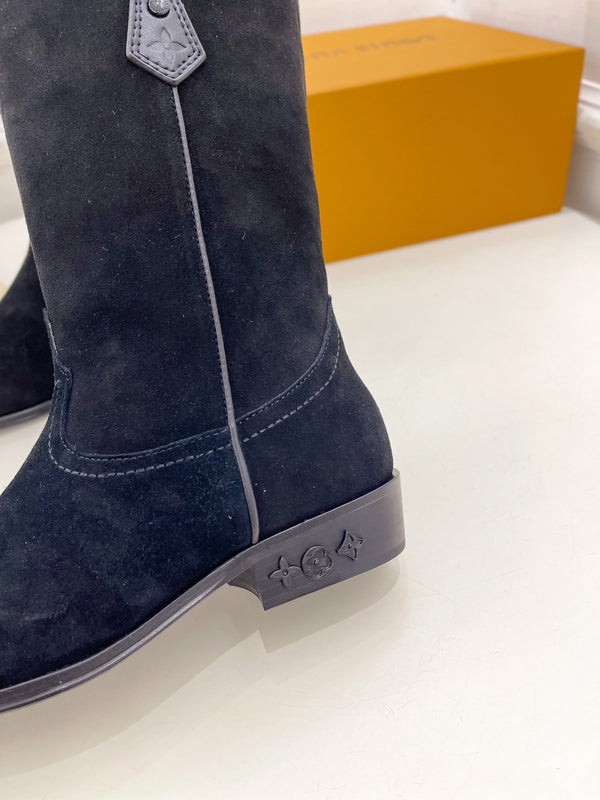 LV Rider Boot 30mm Black Suede
