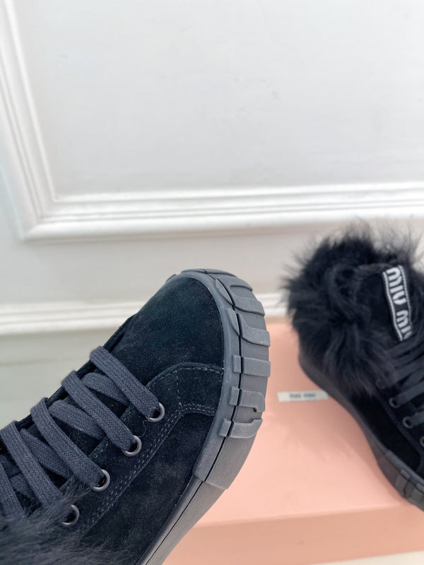 Miu Ankle Boots Black Wool
