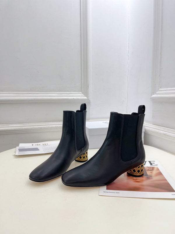 CD Icon Heeled Ankle Boot 40mm Black Calfskin