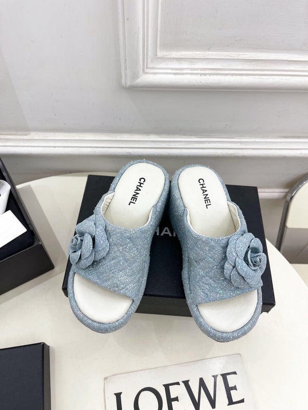 CC 25 Platform Slippers Blue Sheepskin 331006