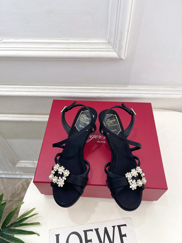 RV Efflorescence Sandals 6.5cm Black Satin 631969
