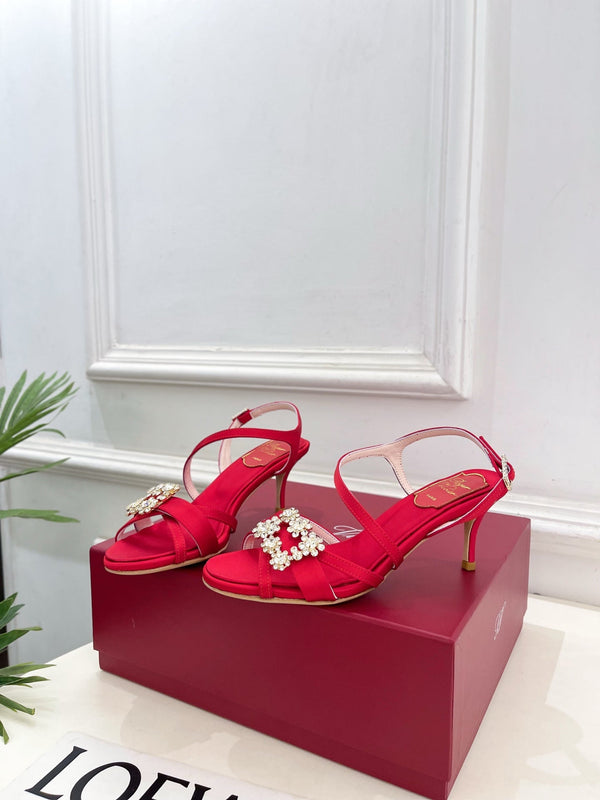 RV Efflorescence Sandals 6.5cm Red Satin 631971