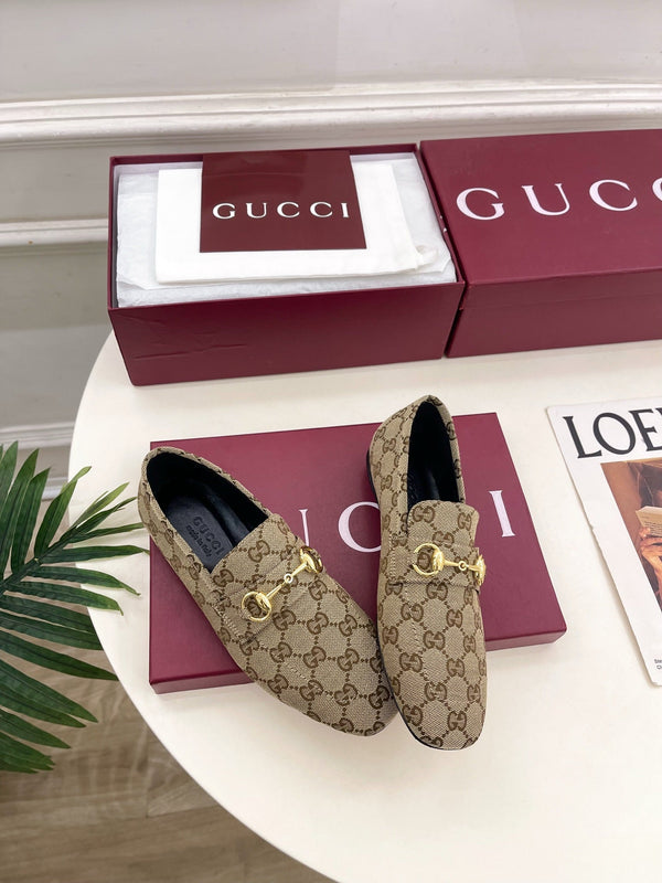 GG 26s Loafer With Horsebit Brown Beige Canvas 640289
