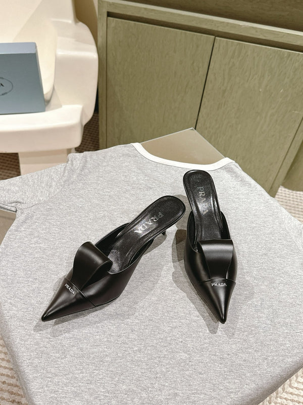 PRA 2026S High Heel Mule 65 Black Sheepskin 657674