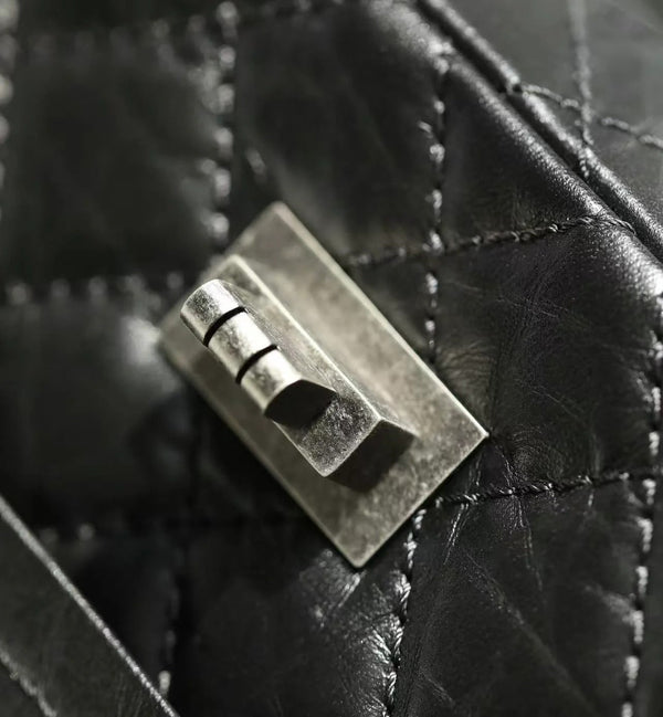 CC 2026 Classic 2.55 Flap Bag Black Aged Lambskin Silver Hardware