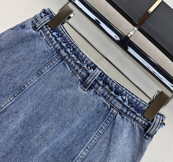 Chanel 2026 Denim Midi Skirt Blue Cotton 356137