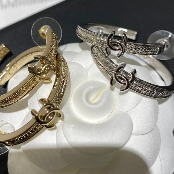 CC Double C Snake Bone Circular Hoop Earrings