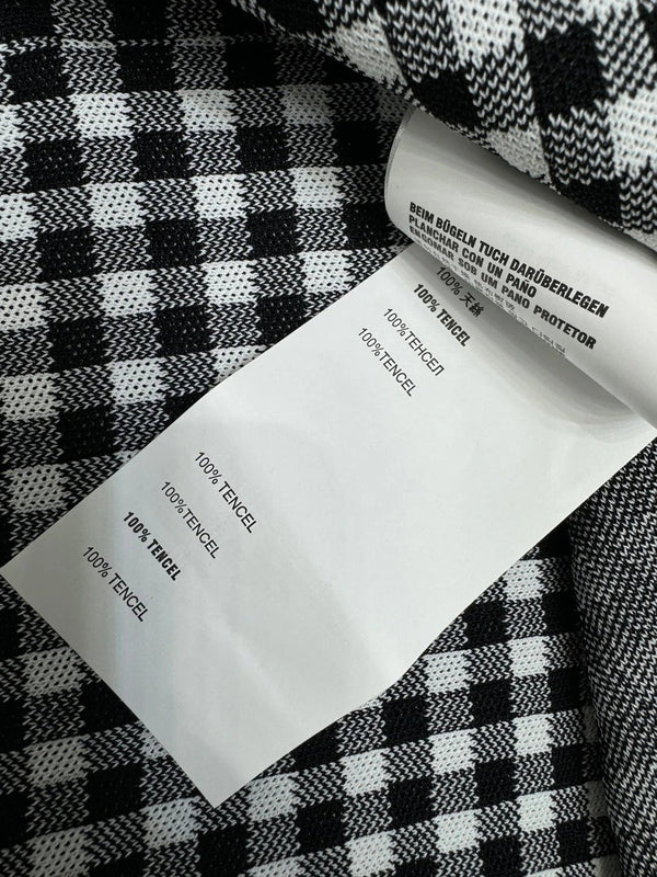 MIUMIU CREW NECK SHORT-SLEEVE PLAID KNIT TOP 274833