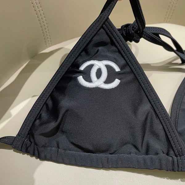 CC BIKINI SWIMSUIT SET IN BLACK EMBROIDERED LOGO 624564