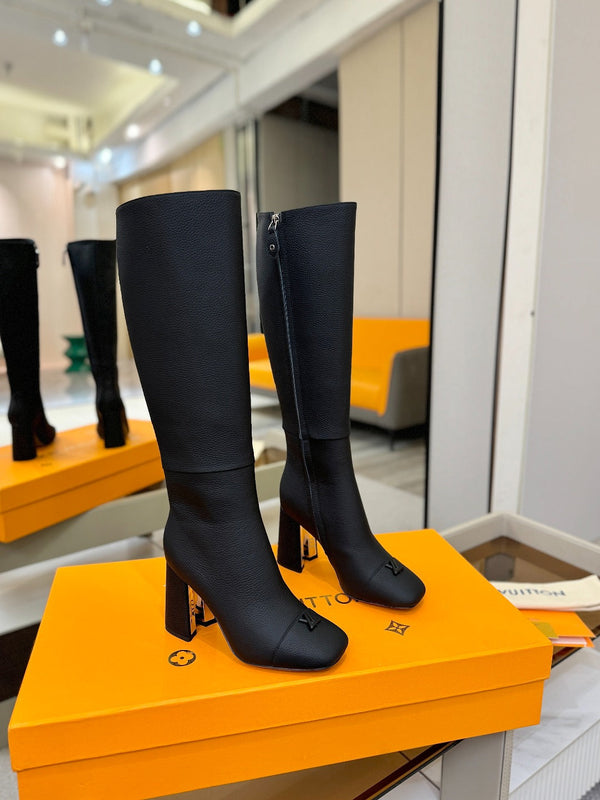 LV High Boots 85 Black Calfskin 573738