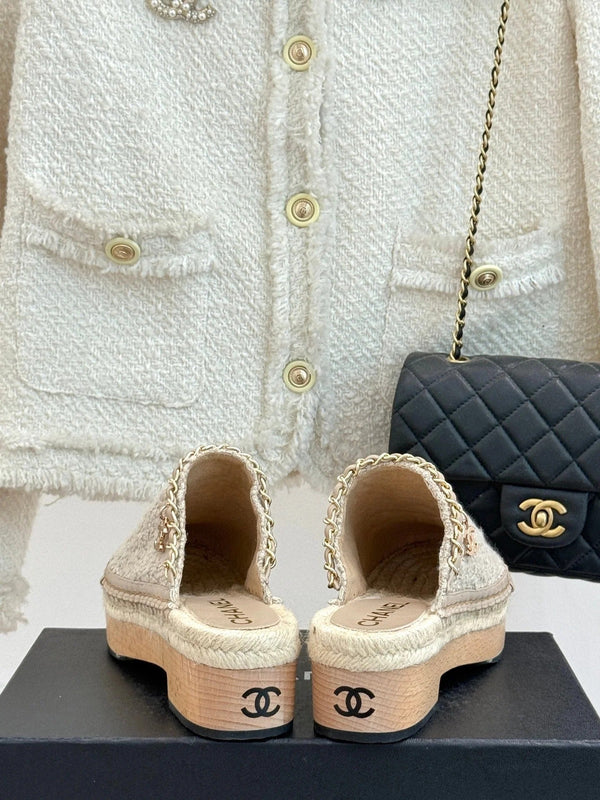 CC Mules 25ss 30 Mm In Beige Lambskin Mix Wool