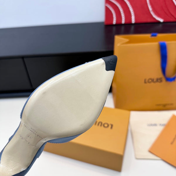 LV 26s Slingback 95 Light Blue Premium Satin 622436